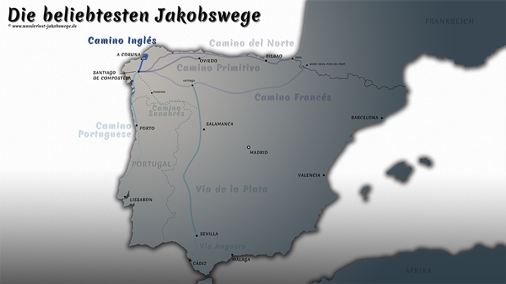 Karte/Map Camino Inglés - Wanderlust Jakobsweg
