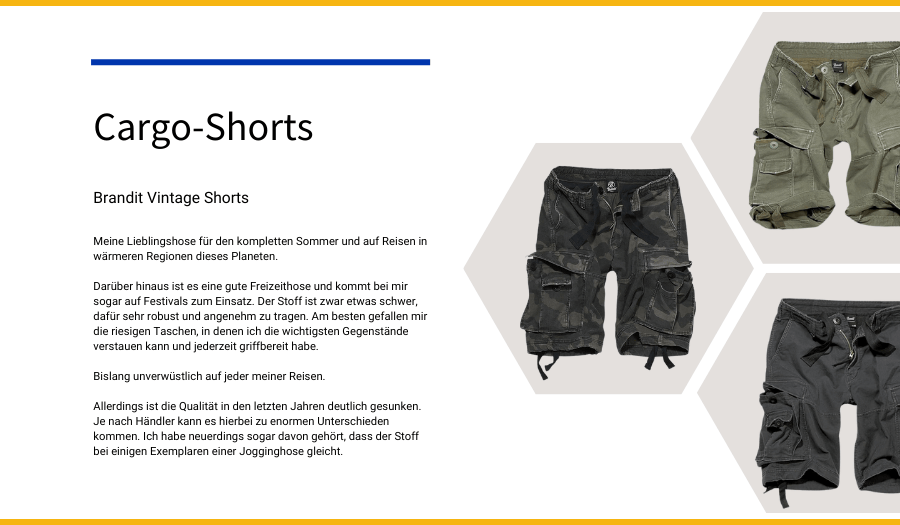Packliste Cargo-Shorts - Jakobswege
