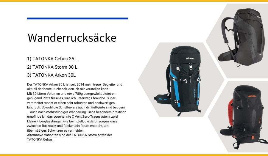 Packliste Wanderrucksäcke - Jakobswege